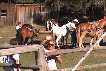 Visitors arrive on horses